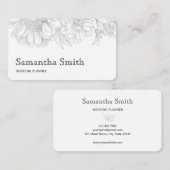 Elegant Minimalist Black Floral Line on White  名刺 (正面/裏面)