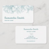 Elegant Minimalist Black Floral Line on White  名刺 (正面/裏面)