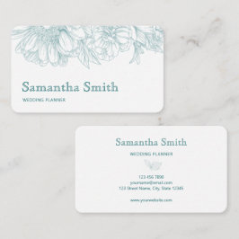 Elegant Minimalist Black Floral Line on White  名刺