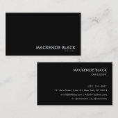 Elegant Minimalist Black Monochrome 名刺 (正面/裏面)