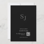 Elegant Minimalist Black Rustic Floral QR Wedding 招待状 (裏面)