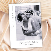 Elegant Minimalist Black Script 2 Photo Wedding  サンキューカード