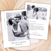Elegant Minimalist Black Script 2 Photo Wedding  サンキューカード