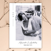 Elegant Minimalist Black Script 2 Photo Wedding  サンキューカード