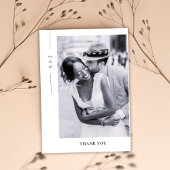 Elegant Minimalist Black Script Photo Wedding サンキューカード