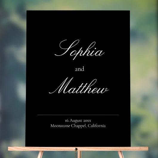 Elegant Minimalist Black Wedding Welcome  アクリルサイン (ニュートラル)