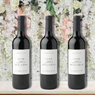 Elegant Minimalist Black & White Fine Art Wedding ワインラベル