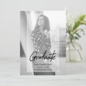 Elegant Minimalist Black & White Photo Graduation 招待状 (スタンド正面)