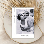 Elegant Minimalist Black White Photo Wedding サンキューカード
