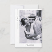 Elegant Minimalist Black White Photo Wedding サンキューカード (正面)