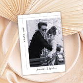 Elegant Minimalist Black White Photo Wedding Thank サンキューカード