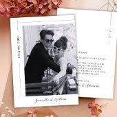 Elegant Minimalist Black White Photo Wedding Thank サンキューカード