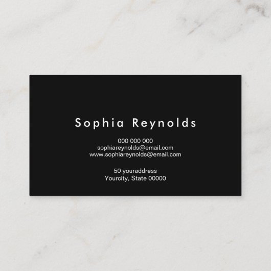 Elegant Minimalist Black & White Professional 名刺 (裏面)