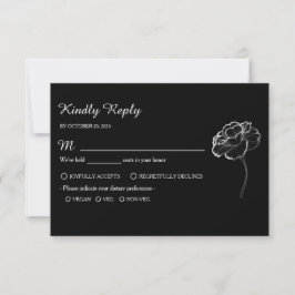 Elegant Minimalist Black White Response Card 出欠カード