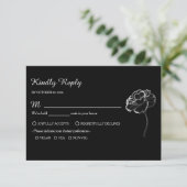 Elegant Minimalist Black White Response Card 出欠カード (スタンド正面)