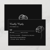 Elegant Minimalist Black White Response Card 出欠カード (正面/裏面)