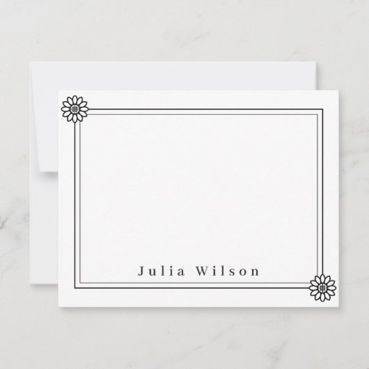 Elegant Minimalist Black & White Simple Chic ノートカード (正面)