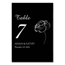 Elegant Minimalist Black White Table Numbers テーブルナンバー