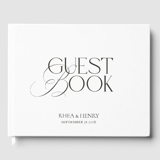 Elegant Minimalist Black & White Wedding  ゲストブック (正面)