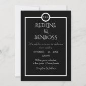 Elegant Minimalist  Black & White Wedding  Invitat 招待状 (正面)