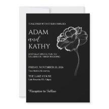 Elegant Minimalist Black White Wedding Invitation