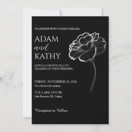 Elegant Minimalist Black White Wedding Invitation 招待状
