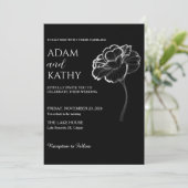 Elegant Minimalist Black White Wedding Invitation 招待状 (スタンド正面)