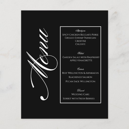 Elegant Minimalist Black & White Wedding Menu チラシ (正面)