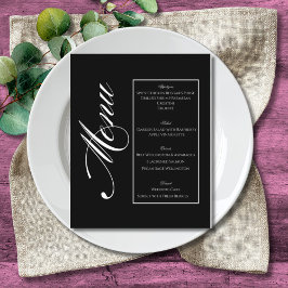 Elegant Minimalist Black & White Wedding Menu チラシ