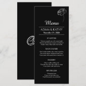 Elegant Minimalist Black White Wedding Menu メニュー (正面/裏面)