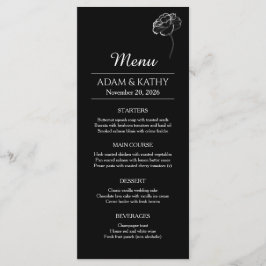 Elegant Minimalist Black White Wedding Menu メニュー
