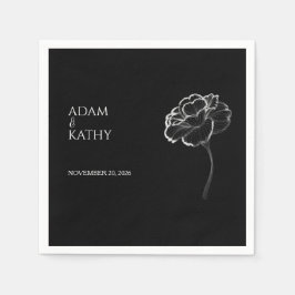 Elegant Minimalist Black White Wedding Napkins スタンダードカクテルナプキン