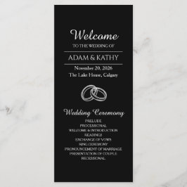 Elegant Minimalist Black White Wedding Program プログラム