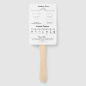 Elegant Minimalist Black White Wedding Program Fan ハンドファン (裏面)