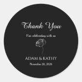 Elegant Minimalist Black White Wedding Sticker ラウンドシール (正面)