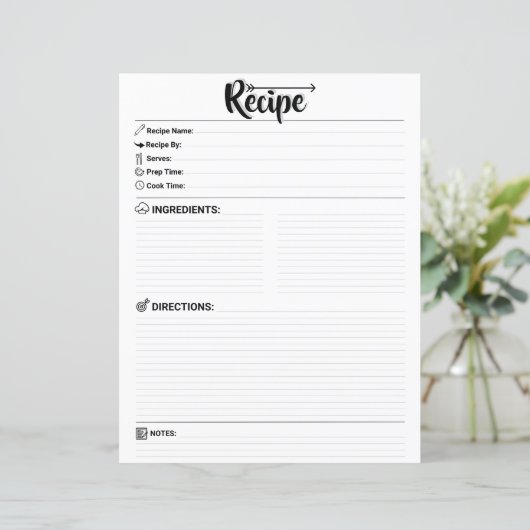 Elegant Minimalist Blank Recipe Page / Paper Sheet (スタンド正面)