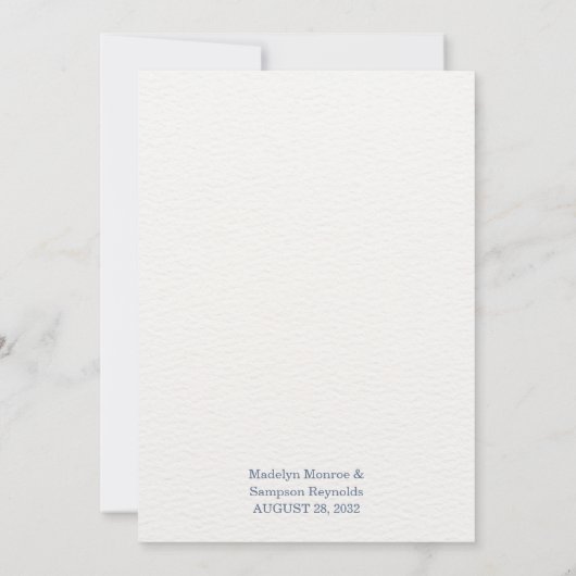 Elegant Minimalist Blue Floral Sketch Wedding  招待状 (裏面)