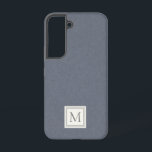 Elegant Minimalist Blue Gray Faux Linen Monogram Samsung Galaxy S22ケース<br><div class="desc">Elegant minimalist blue gray faux linen pattern with a gray monogram on an ivory background.</div>