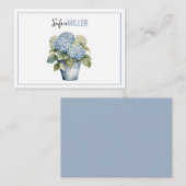 Elegant Minimalist Blue Hydrangea Wedding ノートカード (正面/裏面)
