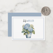 Elegant Minimalist Blue Hydrangea Wedding ノートカード (正面/裏面インサイチュ)