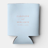 Elegant Minimalist Blue Orange Calligraphy Wedding 缶クーラー (正面)