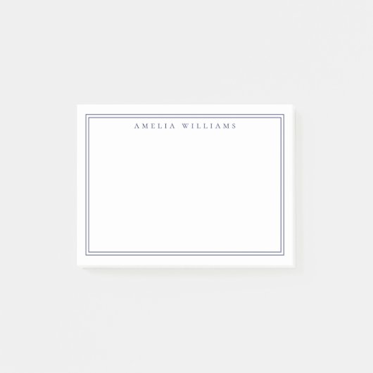 Elegant Minimalist Blue Two Border ポストイット (正面)