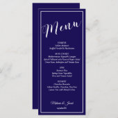 Elegant Minimalist Blue Wedding Flat Menu Card メニュー (正面/裏面)