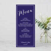 Elegant Minimalist Blue Wedding Flat Menu Card メニュー (スタンド正面)