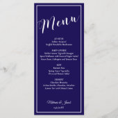 Elegant Minimalist Blue Wedding Flat Menu Card メニュー (正面)