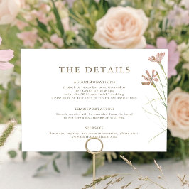 Elegant Minimalist Blush Pink Wildflower Wedding エンクロージャーカード