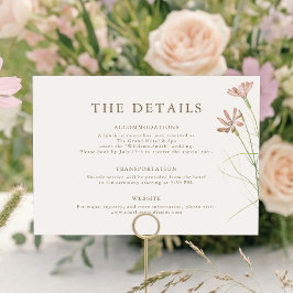 Elegant Minimalist Blush Pink Wildflower Wedding エンクロージャーカード