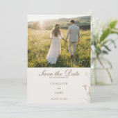 Elegant Minimalist Blush Pink Wildflower Wedding セーブザデート (スタンド正面)