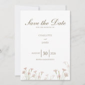 Elegant Minimalist Blush Pink Wildflower Wedding  セーブザデート (正面)