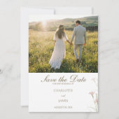 Elegant Minimalist Blush Pink Wildflower Wedding セーブザデート (正面)